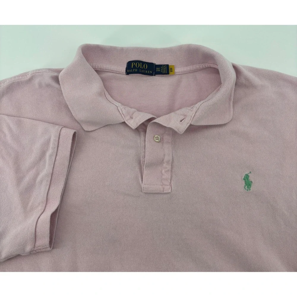 Polo Ralph Lauren Polo Shirt Men's 2XLT Pink Short Sleeve Pique Cotton Pony Logo